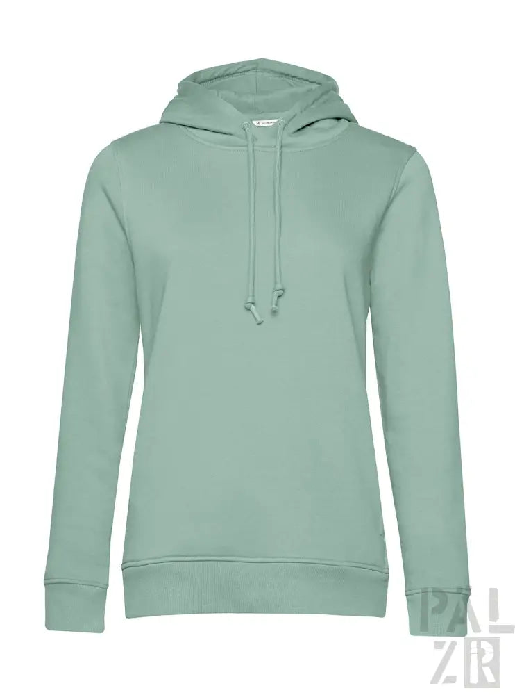 Minzgrüner Hoodie mit Kordelzugkappe und gerippten Bündchen, hergestellt aus weicher Baumwollmischung.