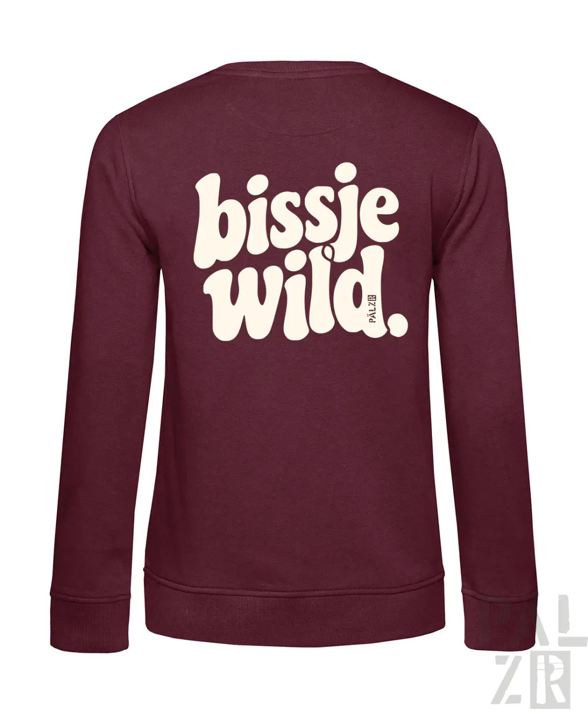 Maroon langarm sweatshirt für frauen mit weißem retro backprint bissje wild in verschiedenen farben