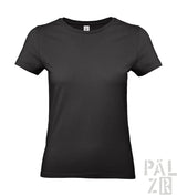 Schwarzes frauen t-shirt aus weicher baumwolle mit klassischem rundhalsausschnitt und kurzemärmel in verschiedenen farben