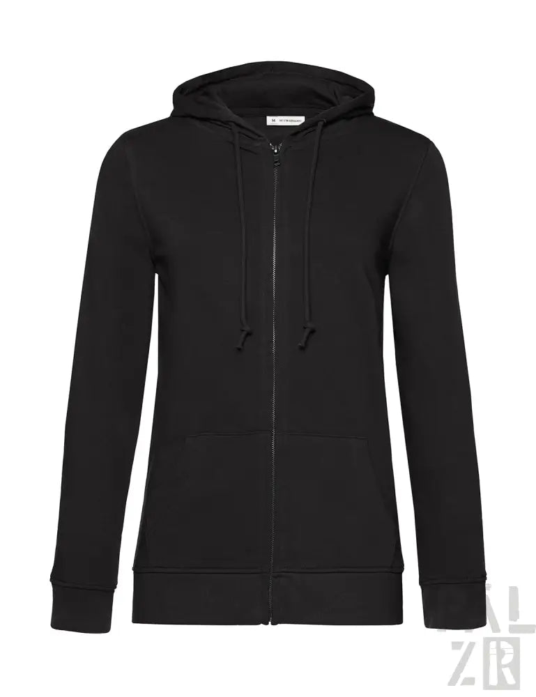 Schwarzes Reißverschluss-Hoodie mit Kordelkapuze und gerippten Bündchen, aus Baumwollmischung gefertigt.