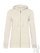 Cream zip-up hoodie mit kapiuze und rippbündchen aus weichem baumwollmischgewebe für frauen in verschiedenen farben