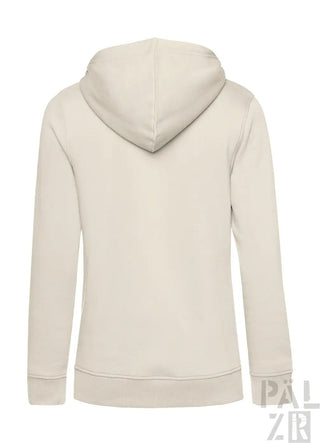 Cremeweiße Kapuzenjacke mit Kapuze und Kordelzügen, aus weichem Baumwollmaterial gefertigt.
