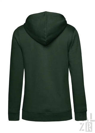 Dunkelgrüner Hoodie mit Kapuze und langen Ärmeln, aus weichem Baumwollmaterial gefertigt.