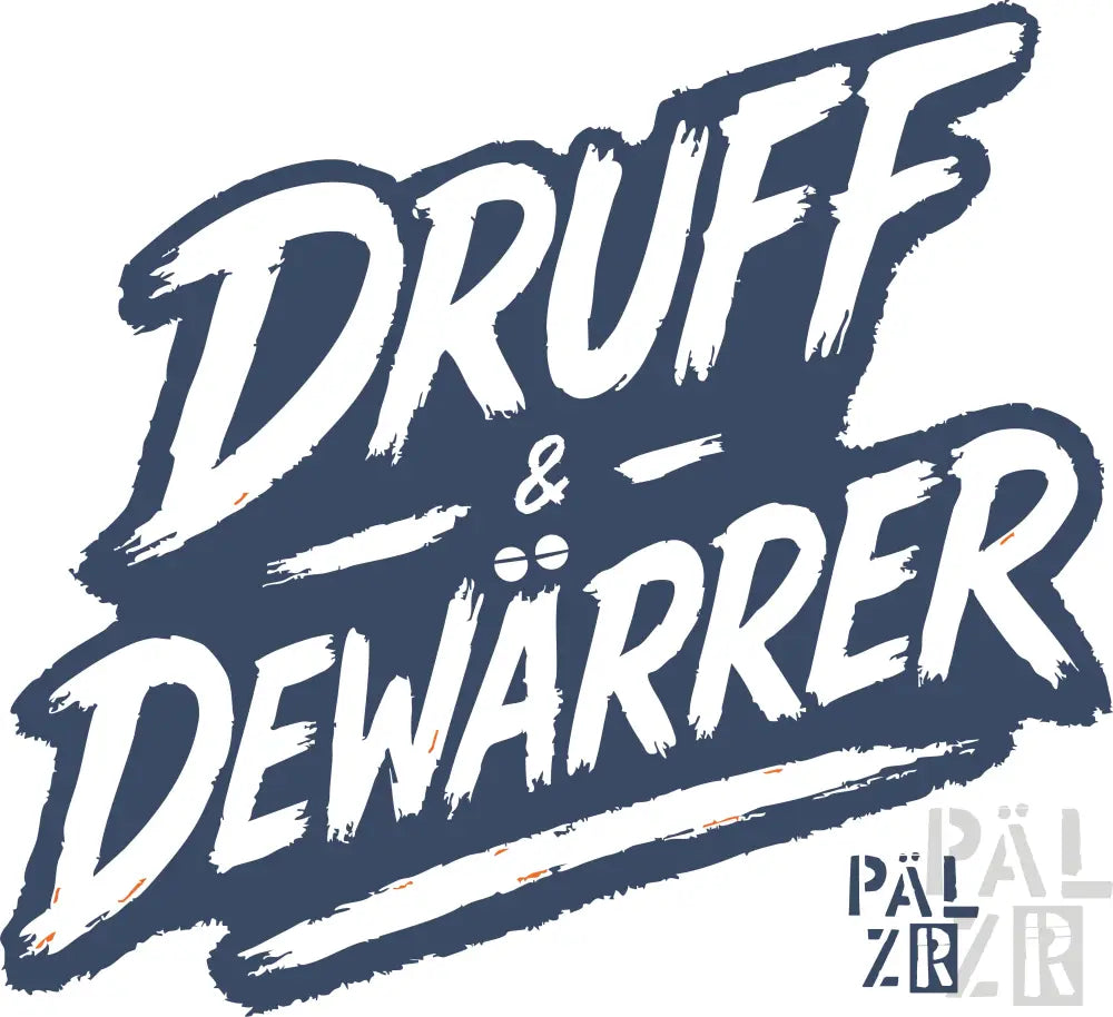 Weißer Pinselstrich-Logo auf dunkelblauem Hintergrund