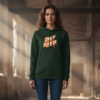 Grüner Hoodie mit ’duff demolisher’ Design, Baumwollmaterial.