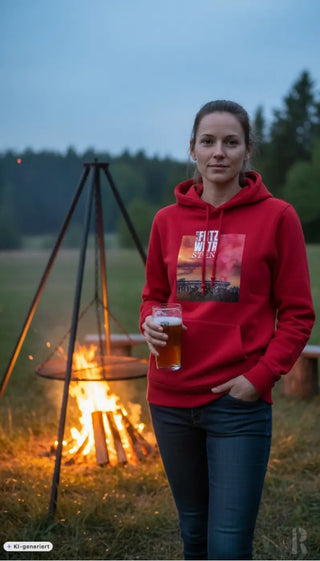 Roter frauen hoodie frtz wltr stdn mit grafikdruck vorne in verschiedenen farben erhältlich