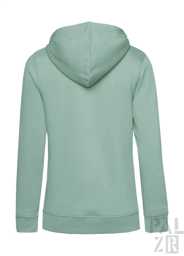Minzgrüner Hoodie mit Kapuze und langen Ärmeln, aus weichem Baumwollmaterial.