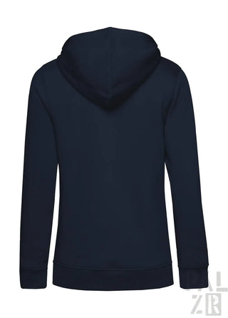 Marineblaue Kapuzenjacke mit Kapuze und langen Ärmeln, aus Baumwolle.