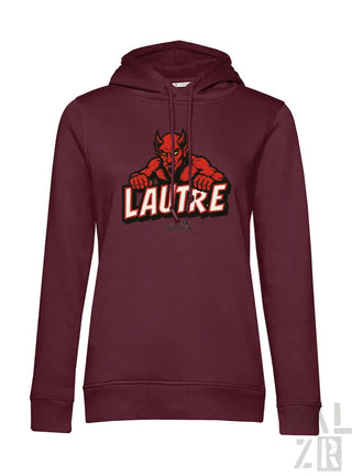 Bordeaux-Farbenes Hoodie mit Teufel-Design und ’lautre’-Text