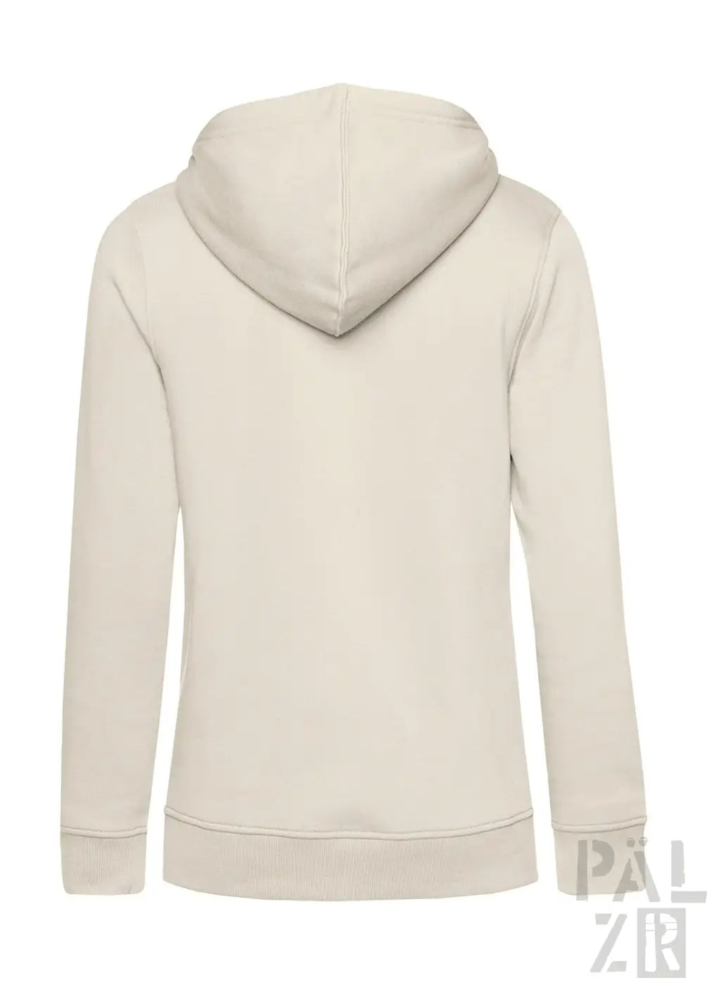 Creme-farbene Kapuzenjacke mit Kapuze und Kordelzügen, aus weichem Baumwollmaterial.