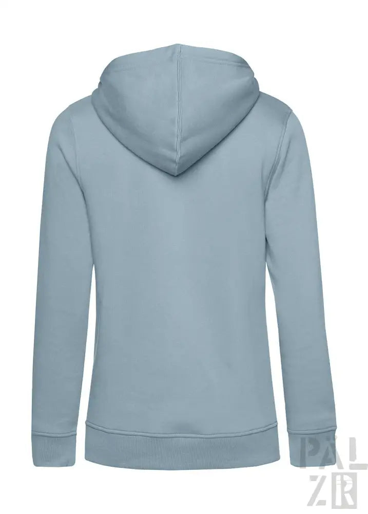 Hellblaues Hoodie mit Kapuze und langen Ärmeln.