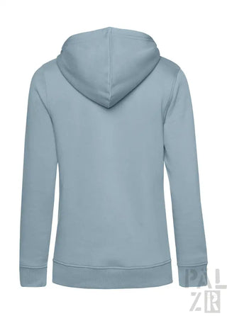 Hellblaues Hoodie mit Kapuze und langen Ärmeln.