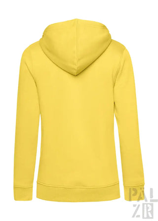 Gelbes Hoodie mit Kordelzugkapuze und gerippten Bündchen, aus weichem Baumwollstoff.