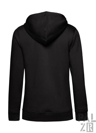Schwarzer frauen hoodie pälzr mandelblüte mit kapuze und gerippten bündchen und saum