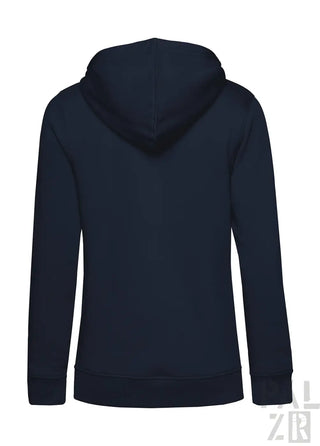 Frauen hoodie navy blau mit durchgehendem reißverschluss und gerippten bündchen von pälzr originals