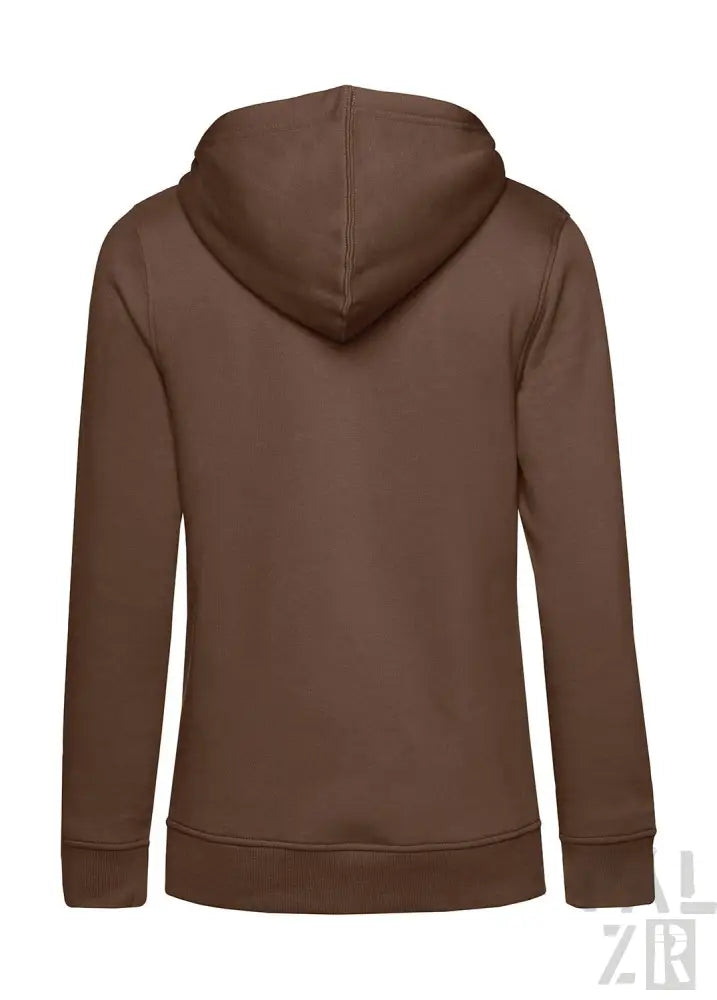 Braune Kapuzenjacke mit Kapuze und Reißverschluss, wahrscheinlich aus Baumwolle oder Polyester-Mischung.