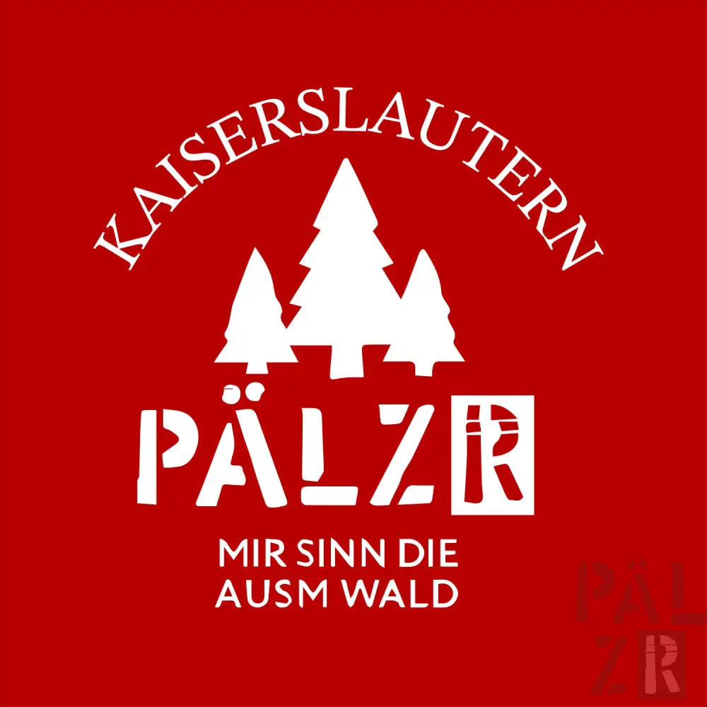 Rotes T-Shirt mit weißem Kieferbaum-Design und Text ’kaiserslautern pälzr’