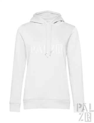 Weißes Hoodie mit Kordelzug-Kapuze und langen Ärmeln.
