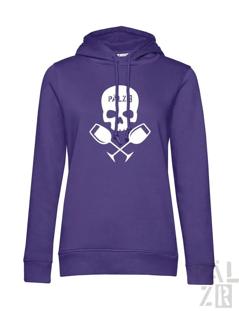 Lila Hoodie mit Totenkopf- und gekreuzten Becher-Design