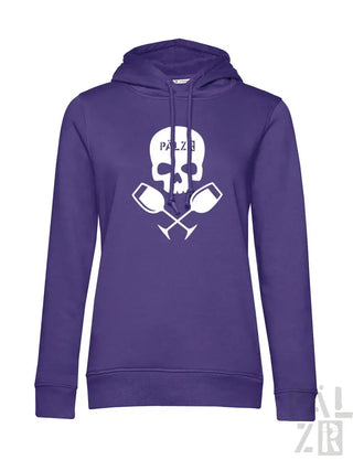 Lila Hoodie mit Totenkopf- und gekreuzten Becher-Design
