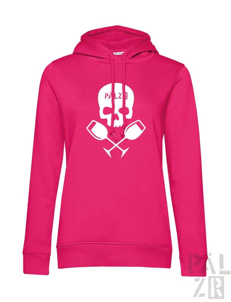 Rosa Totenkopf-Hoodie mit gekreuzten Paddel-Design.