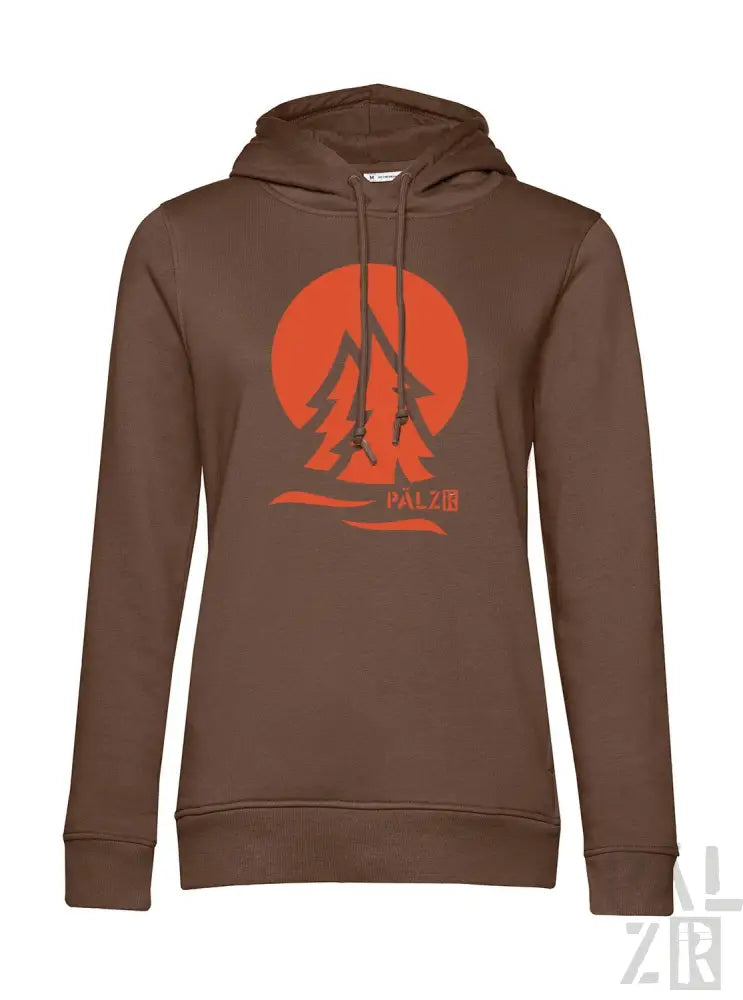 Braune Kapuzenjacke mit orange-weißem Design, das eine Baum-Silhouette, den Text ’halo iii’ und ein Logo zeigt.
