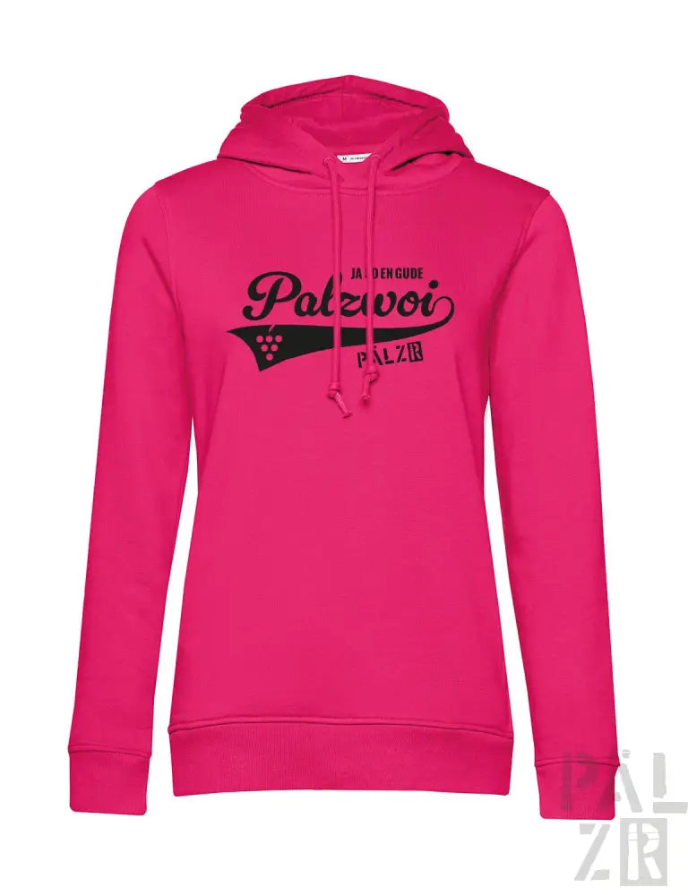 Heißrosa Hoodie mit ’palzvoi’-Design und Kapuzenfunktion.