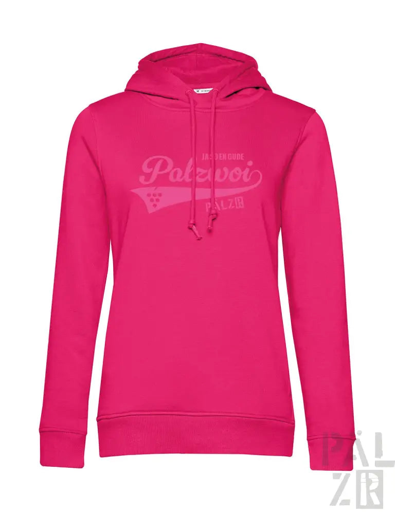 Rosa Hoodie mit ‘palevoi’-Logo und Kordelkapuze.