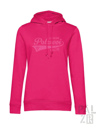 Rosa Hoodie mit ‘palevoi’-Logo und Kordelkapuze.