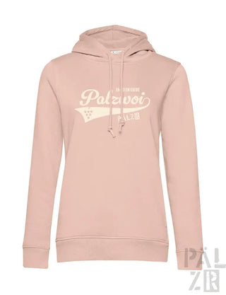 Staubrosa Hoodie mit ’palzvoi’ Grafikdesign und Kordelkapuze, hergestellt aus weicher Baumwollmischung.