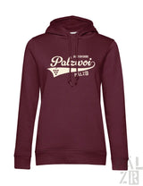Frauen hoodie palzwoi in kastanienbraun mit cremefarbenem palzwoi grafik und traubenmotiv