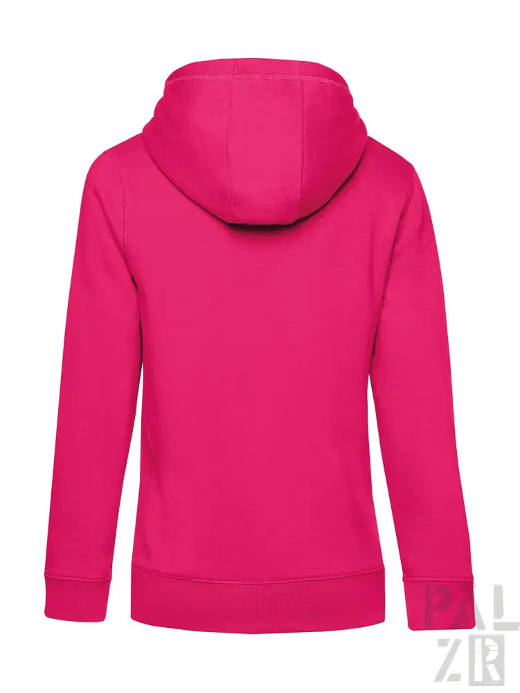 Magenta-Hoodie mit Kapuze und langen Ärmeln, aus Fleece-Material.