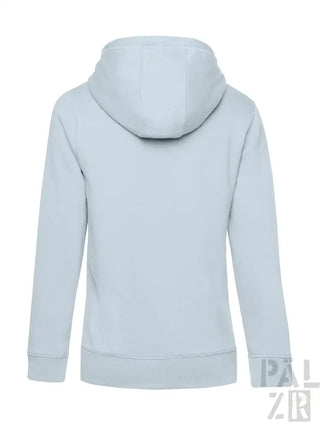 Hellblaues Hoodie mit Kapuze und langen Ärmeln, aus weichem Baumwollmaterial gefertigt.