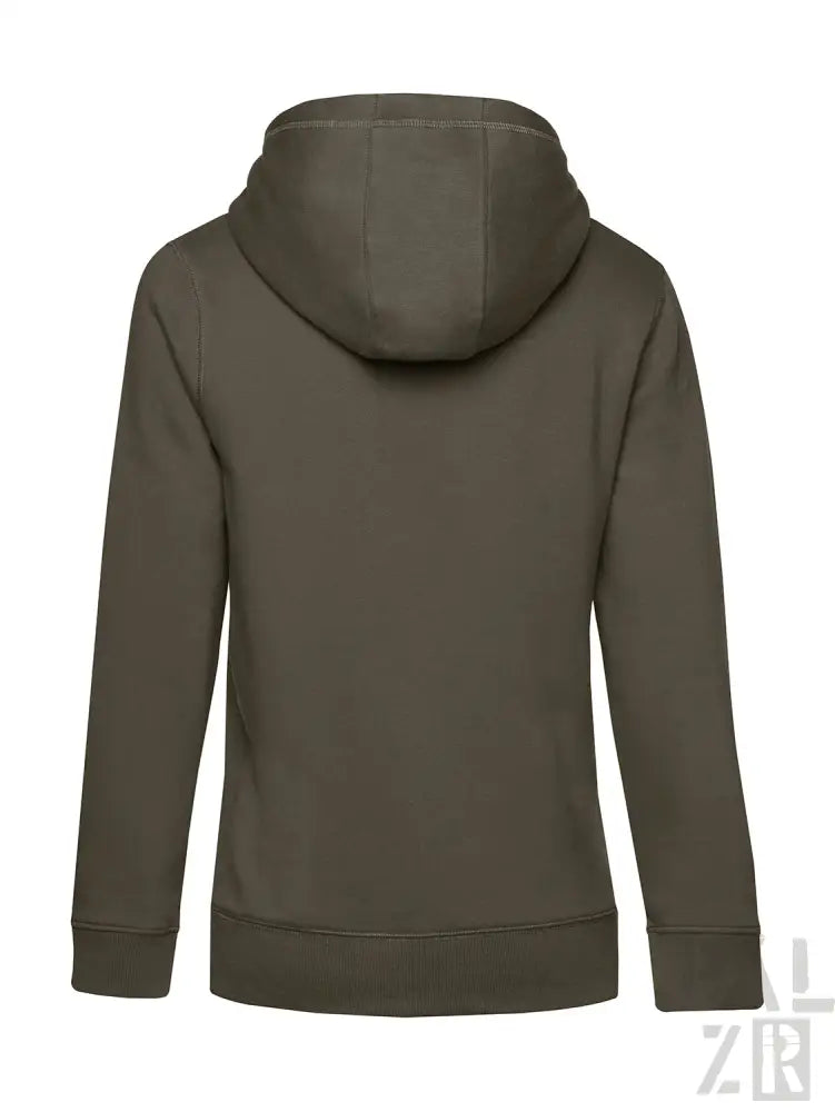 Olivgrüner Hoodie mit Kordelkapuze und gerippten Bündchen, aus weichem Baumwollstoff.