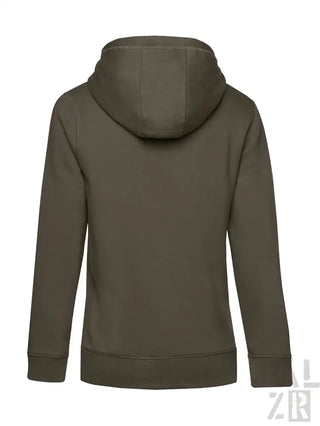 Olivgrüner Hoodie mit Kordelkapuze und gerippten Bündchen, aus weichem Baumwollstoff.