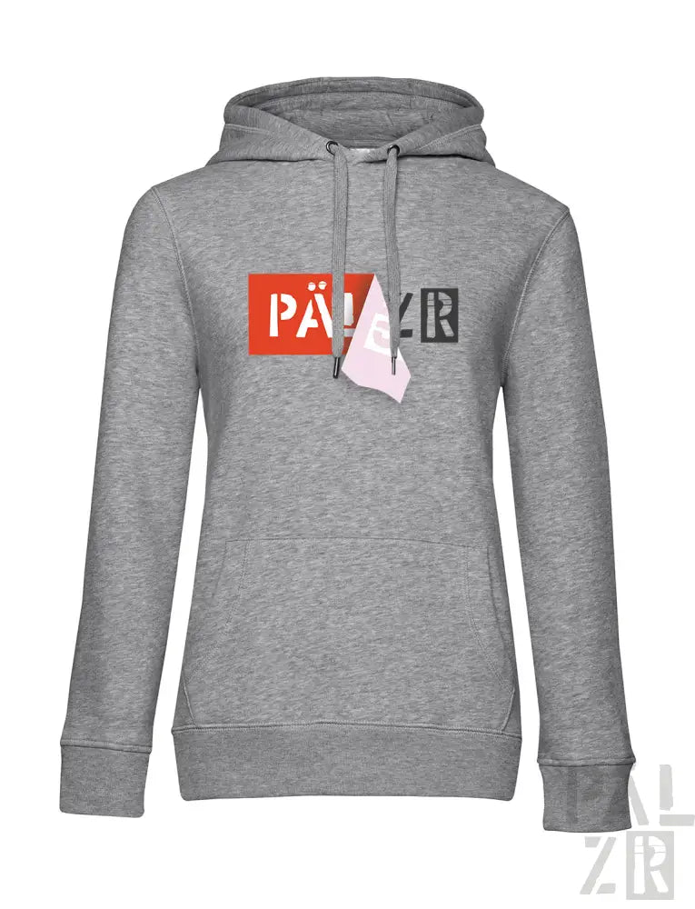 Graue gemusterte Hoodie mit ’pazer’ Grafikdesign, Kordelkapuze und gerippte Bündchen.