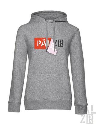 Graue gemusterte Hoodie mit ’pazer’ Grafikdesign, Kordelkapuze und gerippte Bündchen.