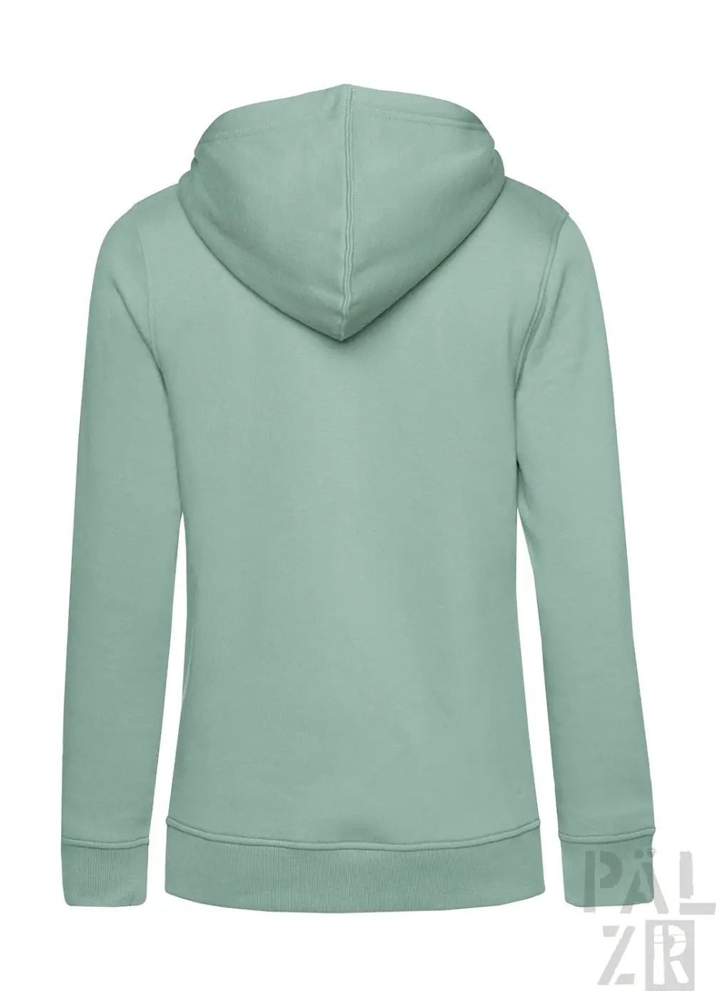 Minzgrüner Hoodie mit Kapuze und langen Ärmeln, aus weichem Baumwollmaterial gefertigt.