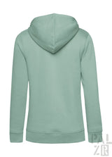 Minzgrüner Hoodie mit Kapuze und langen Ärmeln, aus weichem Baumwollmaterial gefertigt.
