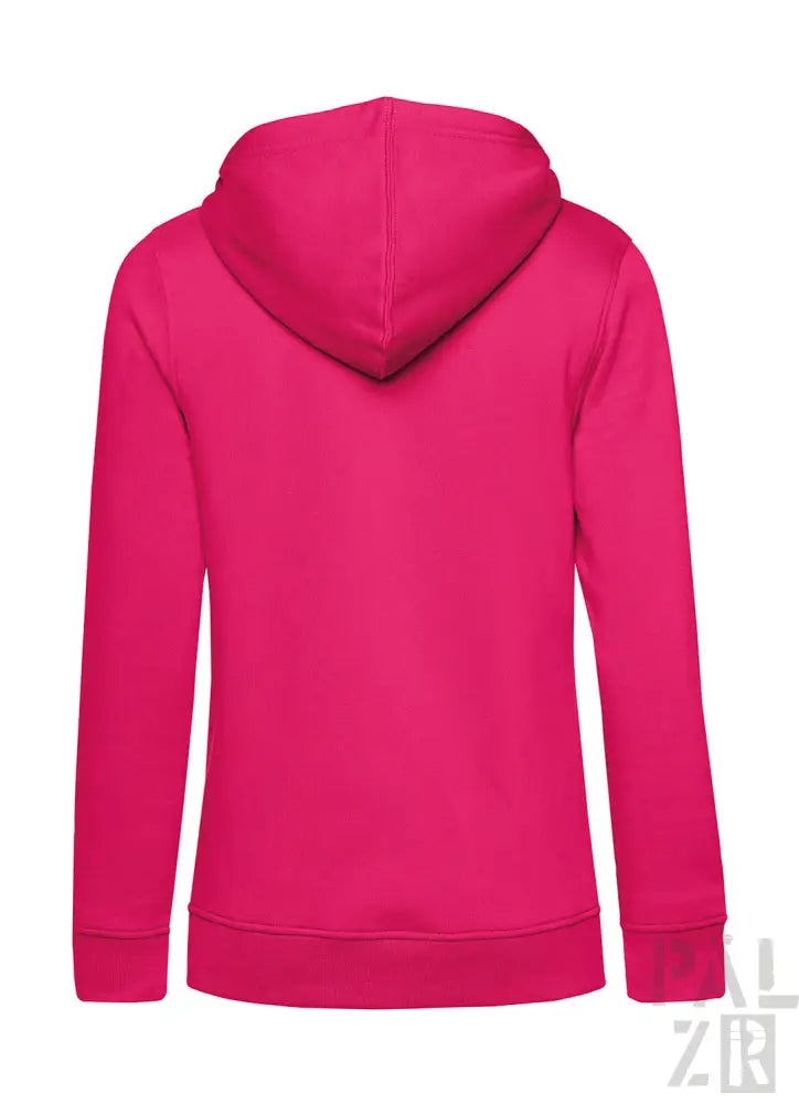Heißrosa Hoodie mit Kapuze und Kordelzügen, aus weichem Baumwollmaterial gefertigt.