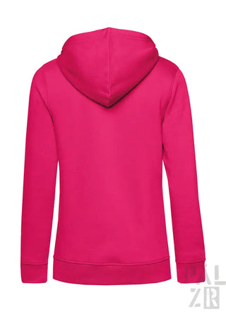 Heißrosa Hoodie mit Kapuze und Kordelzügen, aus weichem Baumwollmaterial gefertigt.