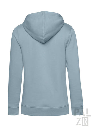 Damen hoodie wald und woi in hellblau mit kapuze, langen ärmeln und geripptem bund und manschetten