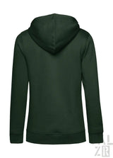 Dunkelgrüner Hoodie mit Kapuze und langen Ärmeln, wahrscheinlich aus Baumwolle oder Polyester-Mischung gefertigt.