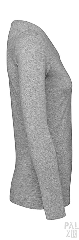 Hellgraues Langarm-T-Shirt mit gerippten Bündchen und Saum.