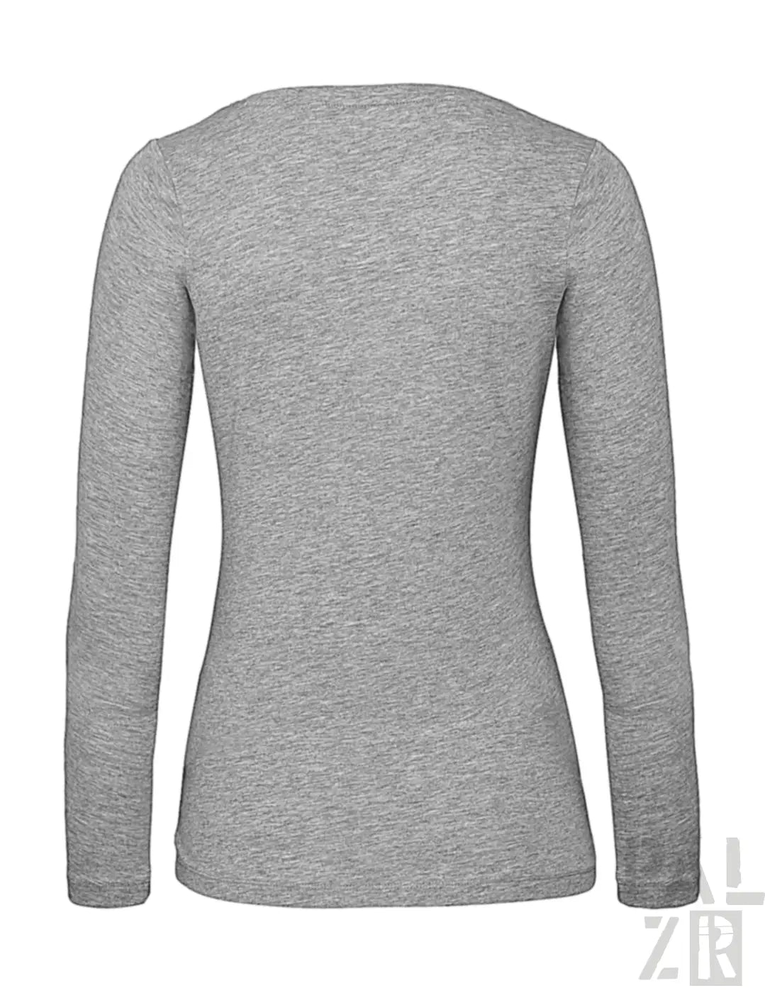Hellgraues Langarm-T-Shirt mit Rundhals.