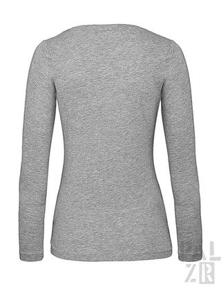 Hellgraues Langarm-T-Shirt mit Rundhals.