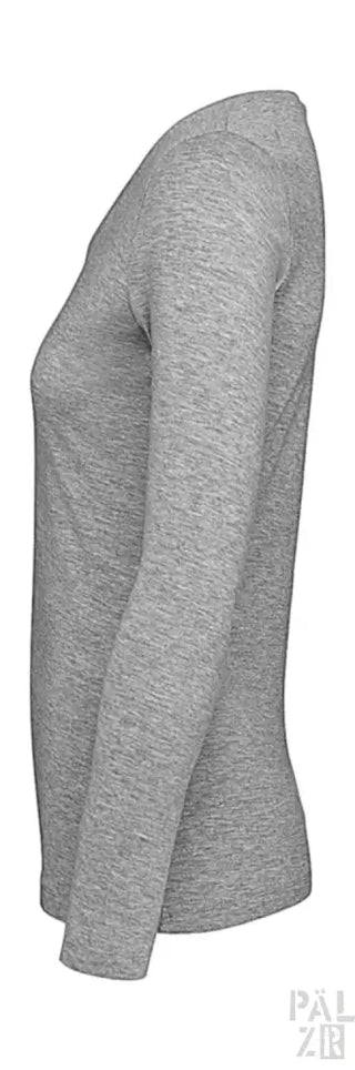 Heather grauer Langarm-T-Shirt mit gerippten Bündchen und Saum.