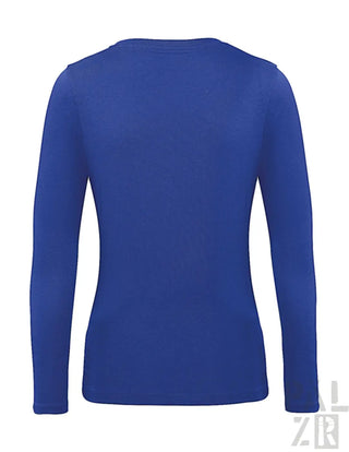 Königsblaues langärmeliges Thermoshirt mit V-Ausschnitt und gerippten Bündchen.