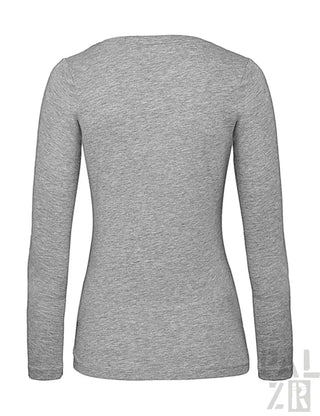 Hellgraues Langarm-T-Shirt mit Rundhals.