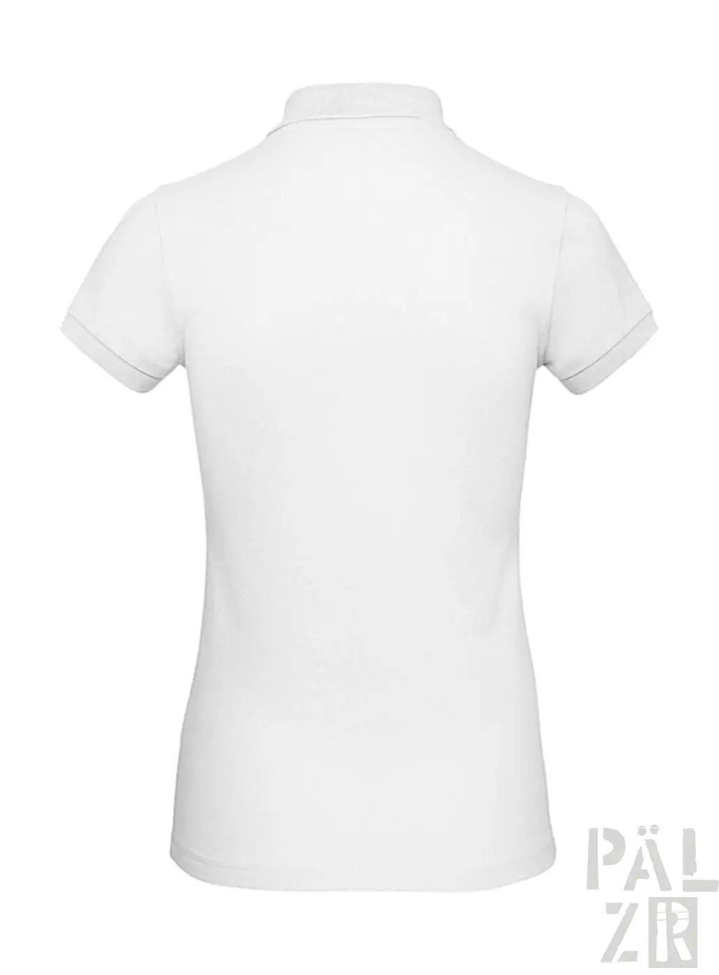 Weißes frauen poloshirt mit kurzem arm, klassischem kragen und sauber gearbeiteter saumkante von weinpirat